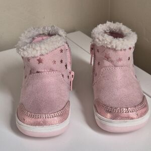 Cozy Pink Star Kids Boots
